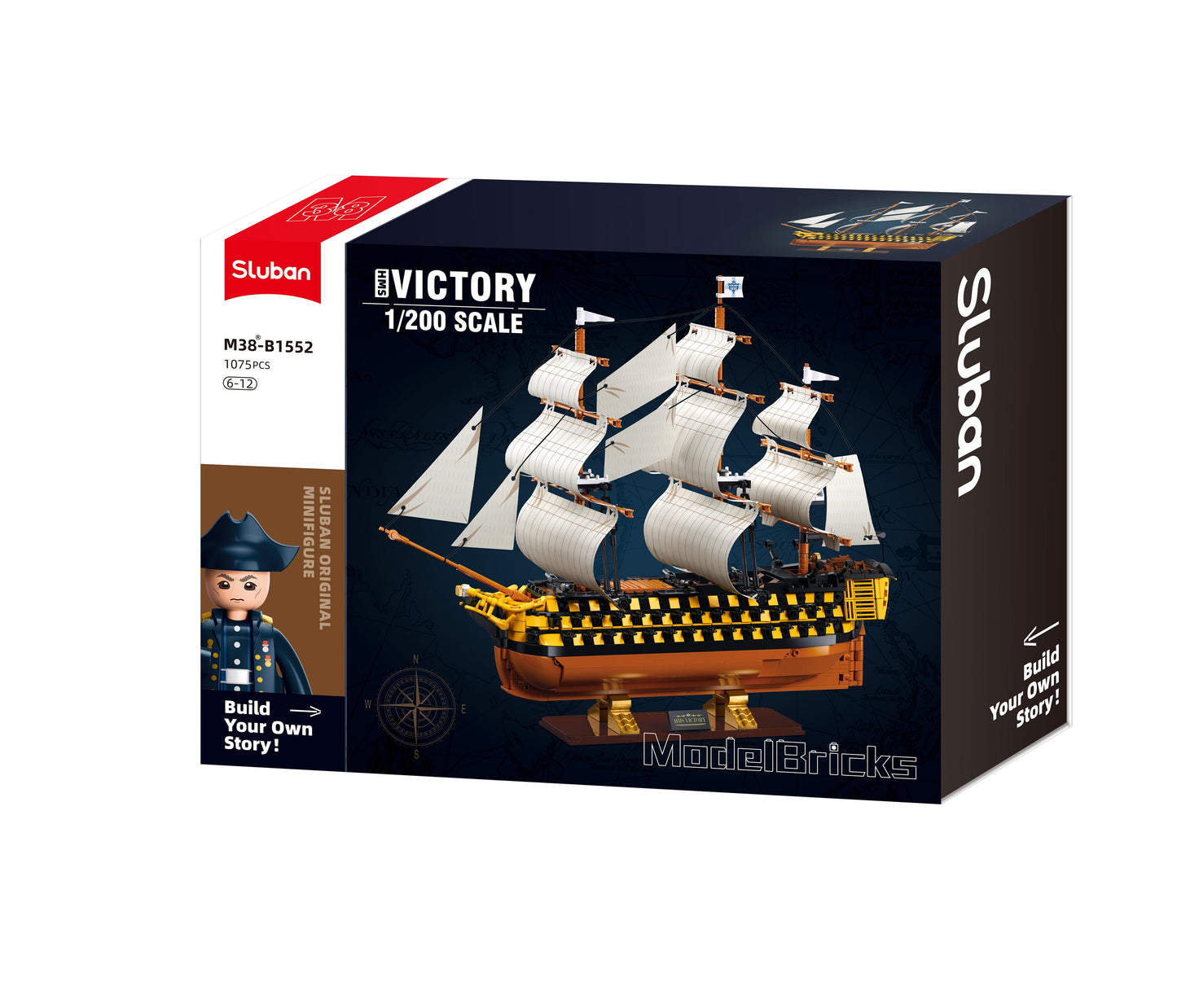 B1552 HMS VICTORY SAILING BATTLESHIP SCALE 1:200 1056 PCS