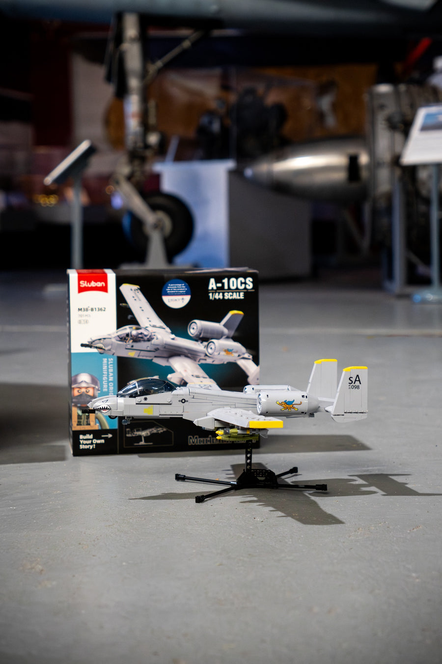 Box and built model side by side