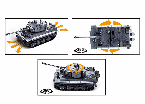 B0851 POWERBRICKS- REMOTE CONTROL PANZERKAMPFWAGEN TIGER TANK 814PCS