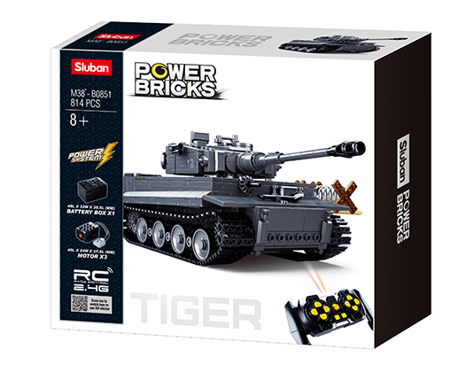 B0851 POWERBRICKS- REMOTE CONTROL PANZERKAMPFWAGEN TIGER TANK 814PCS