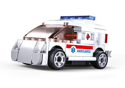 B0916F POWER BRICKS PULL BACK CAR AMBULANCE 54 PCS C64