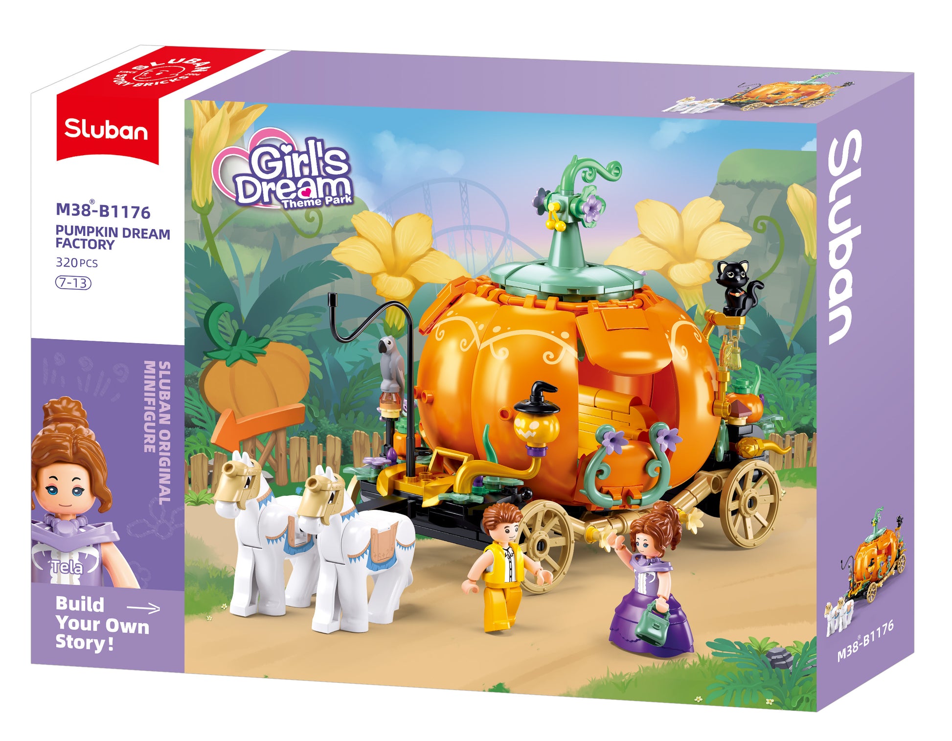 M38-B1176 Sluban Pumpkin carriage building bricks with mini figures from sluban australia